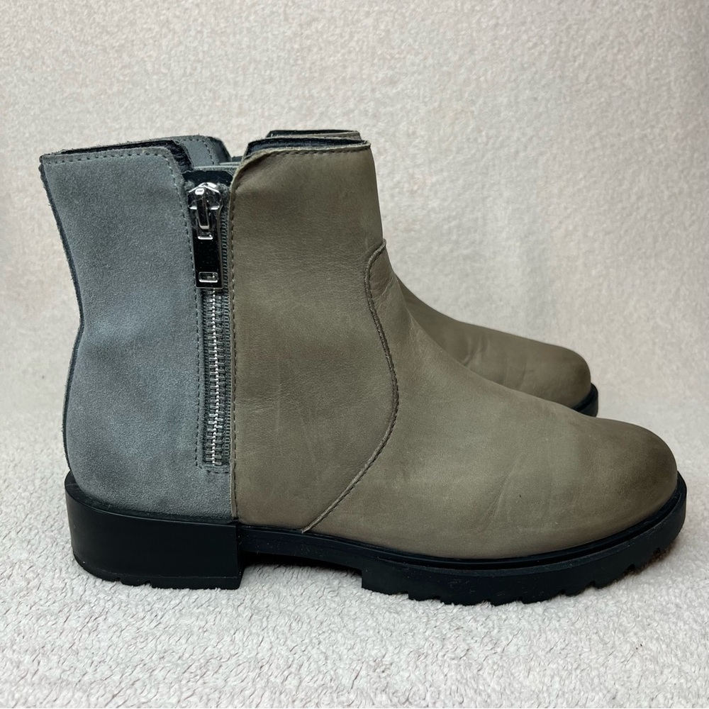 Sorel Emelie Zip Waterproof Leather & Suede Chelsea Ankle Boots Women’s 7 Gray - Picture 3 of 11